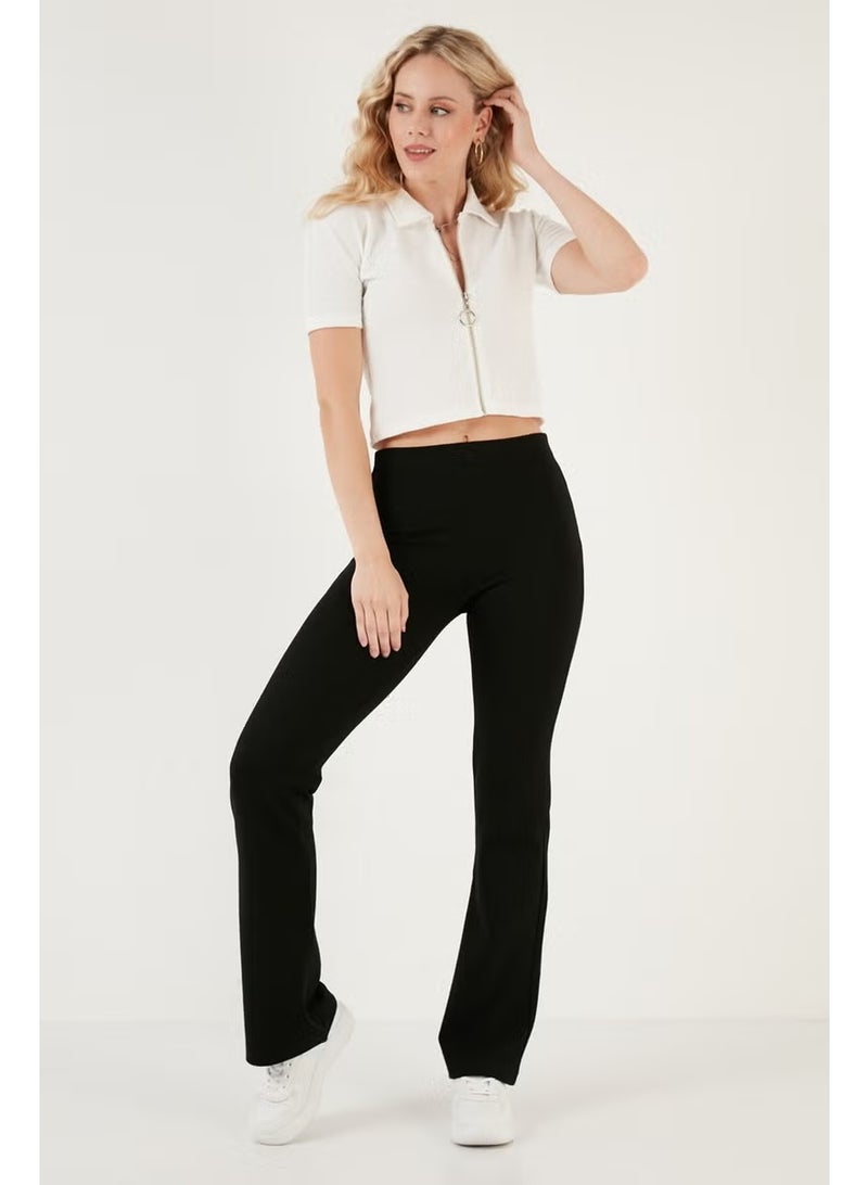 Lela Flexible Zippered Shirt Collar Crop Blouse Women's Blouse 5865346 - Image 4